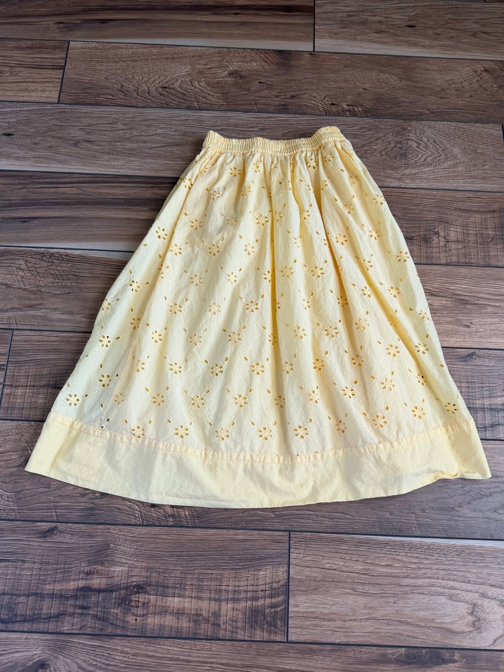 J. Crew Factory Petite Yellow Eyelet Midi Skirt - Picture 6 of 15